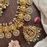 Vriksham Kundan Jadau Dual Peacock With Lakshmi Coin Style Neckpiece-White-J2999